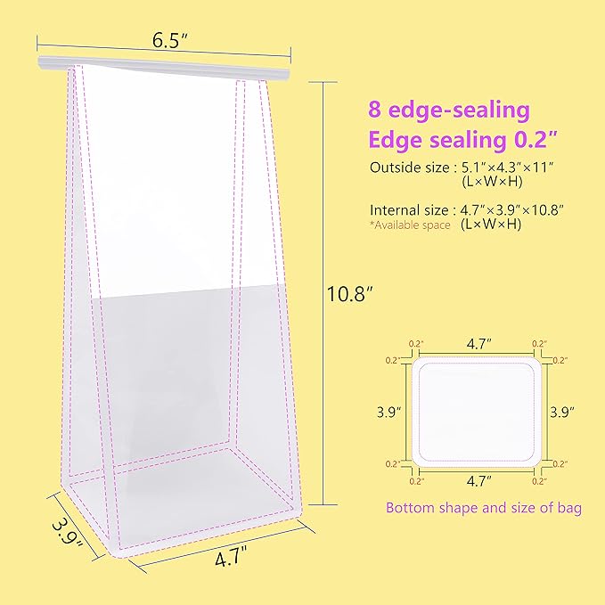 25Pcs 5.1x4.3x11 Inche Extra Thick Paper Bread Bags for Homemade with Window & Twist Tie - Ideal for Sourdough Bread, Bakery, Baked Goods, Pastry & Cookie Packaging, White Kraft, Flat Bottom