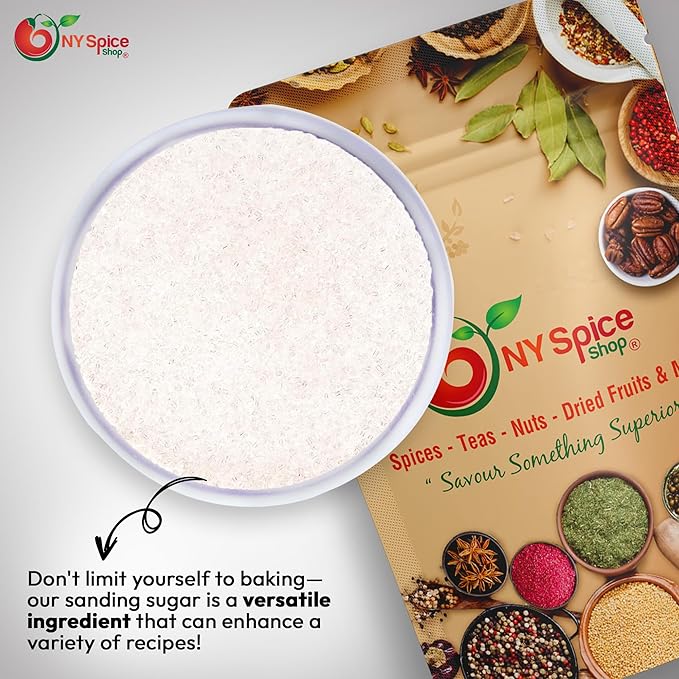 NY Spice Shop White Sanding Sugar - 1 Pound Sweet Colorful Edible Sprinkles For Candy Dish - Sugar Sprinkles For Cake Decorating Cookies Basket & Dishes