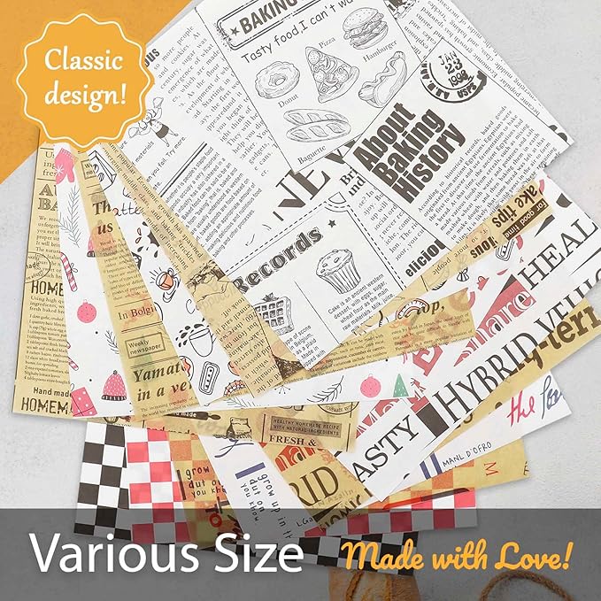 Premium Deli Paper 10"x10"- 200 Pk - Sandwich Wrapping Greaseproof Paper Sheets, Bread/Rolls Deli Paper Liners, Baskets Lining Wrappers for Fish & Chips or Burger & Fries