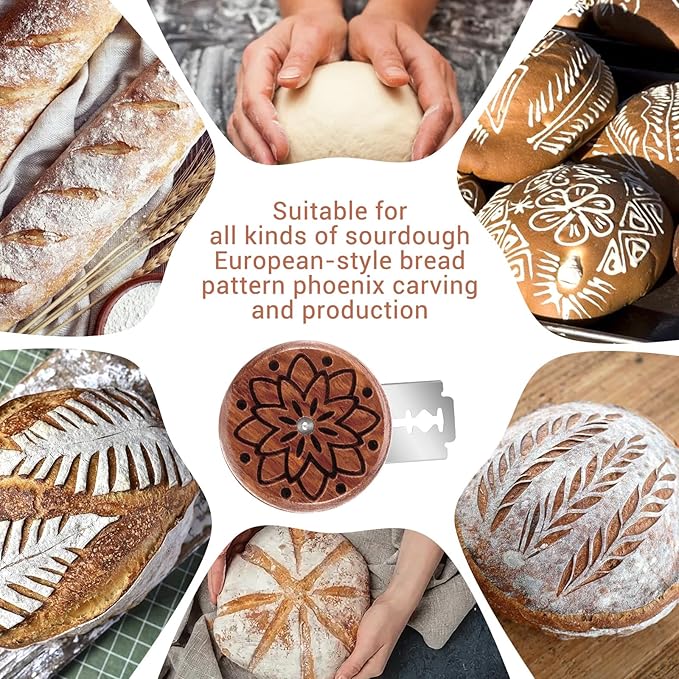 Bread Lame Sourdough Scoring Tool, Wooden Dough Scoring Knife with 5 Razor Blades, Ergonomic UFO Bread Lame Knives Sourdough Razor Scorer Breads Bakers Slashing Baking Tool