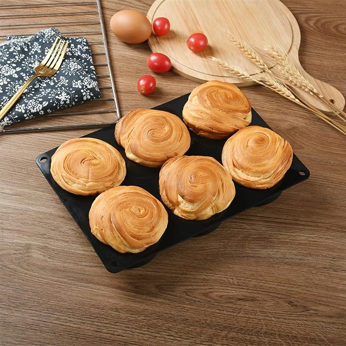 6 Cups Non-Stick Silicone Muffin Pan and Cupcake Maker, Large Size Cupcake Pan, Set of 2