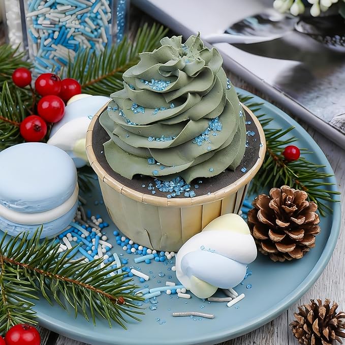Sprinkles for Cake Decorating Hanukkah Holiday Assortment 8 oz, Blue and White Winter Snowflake Sprinkles Edible Jimmies, Nonpareils and Sanding Sugar for Decorating Cookies, Baking, Cupcakes, Cakes, Desserts