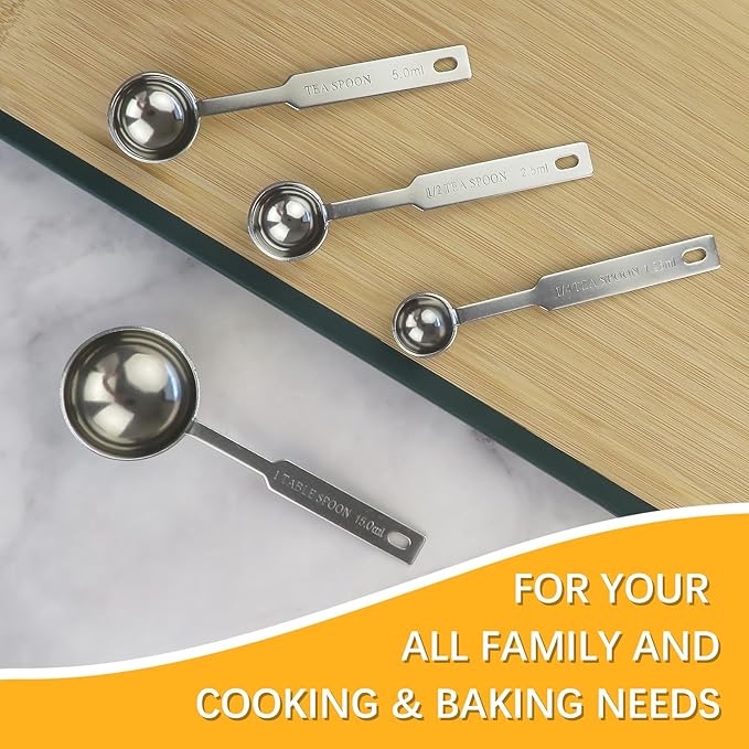 2PCS 1/2 Tsp(1/6tbsp, 2.5ml) Single Measuring Spoon, Stainless Steel Individual Measure Scoop Only