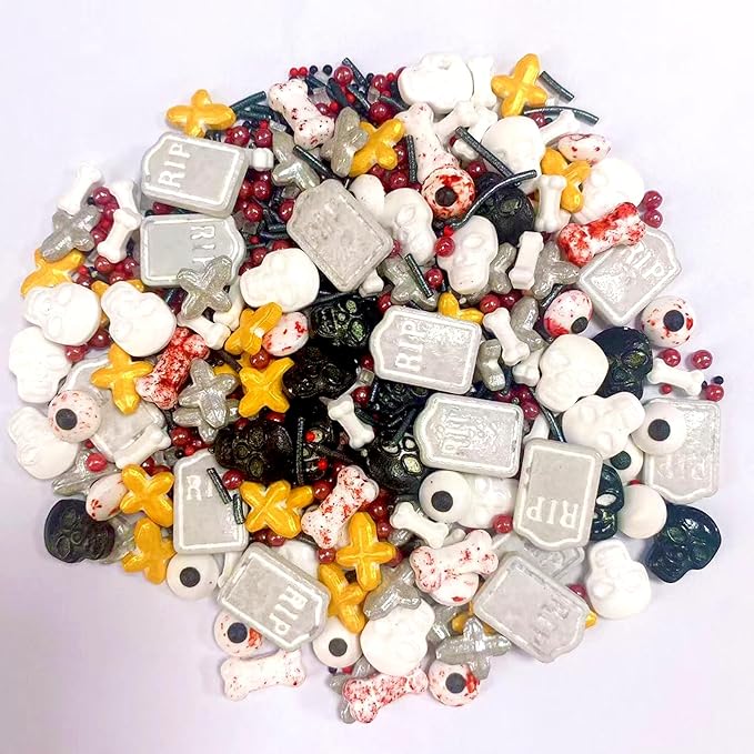 PhilaeEC Halloween Sprinkle Edible Candy Eyeballs Dog Bones Tombstone Skull Cross Mix Sprinkle for Cake Decoration Candy Baking Cookie Cupcake Toppers Decoration Halloween Christmas Supplies
