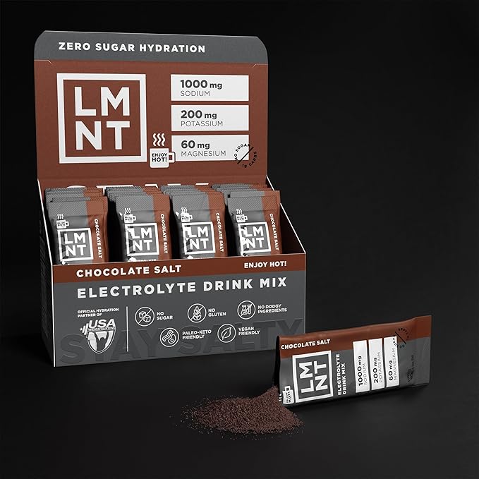 Drink LMNT Zero Sugar Hot Chocolate or Coffee Mixer - Chocolate Salt | Drink Mix | 30-Count