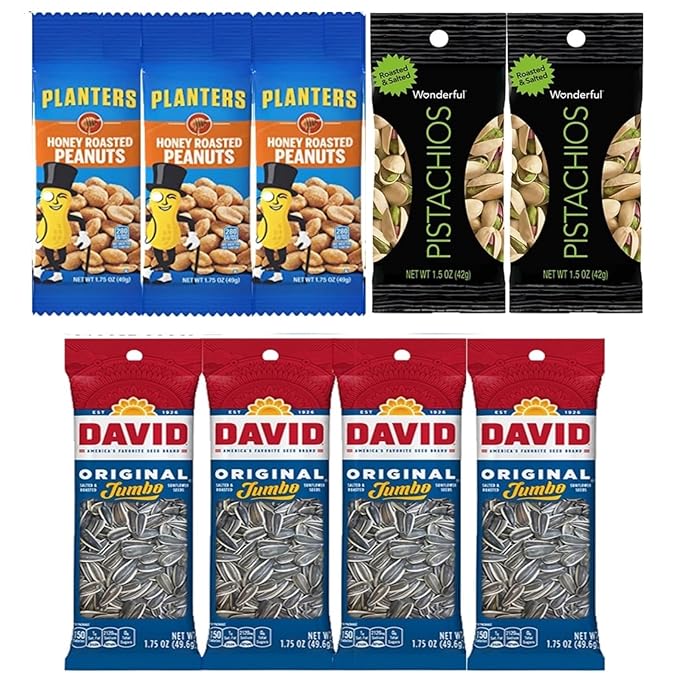 Nuts Individual Packs - Healthy Snacks for Adults that includes Raw Almonds, Pistachios in shell, Sunflower seeds, and Planters nuts - Trail Mix Individual Packs - Perfect hiking snacks and travel snacks. (38 PACK)