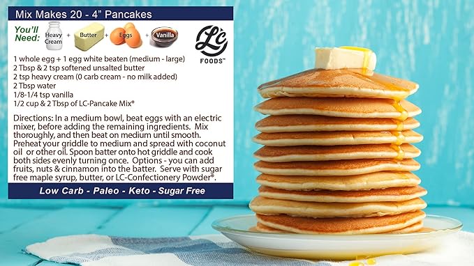 Low Carb Foods Gluten Free Pancake Mix | All-natural Ingredients | Almond and Coconut Flour Baking | Diabetic Friendly | Artificial Sweetener Free | 13.2 Oz