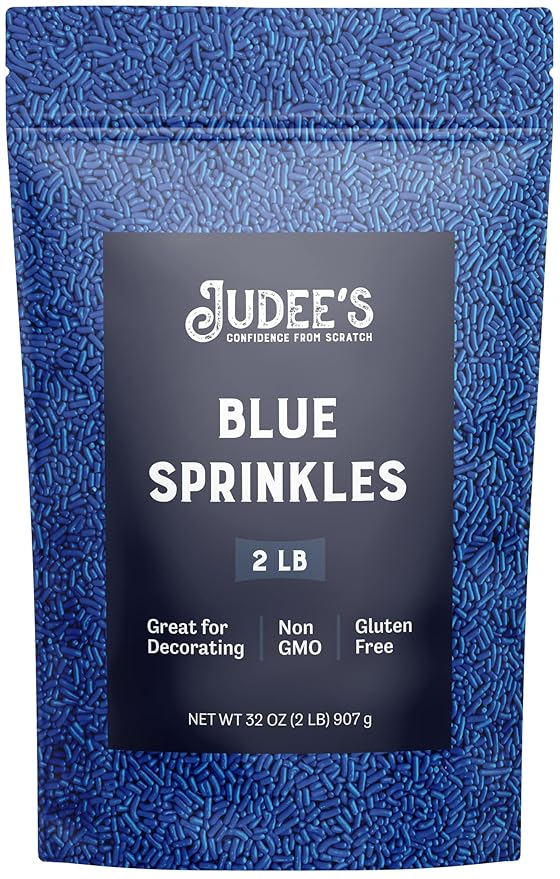 Judee's Gluten Free Blue Sprinkles - Nut-Free Bulk Blue Sprinkles - Ice Cream Topping & Cupcake Decorations - 2 lb