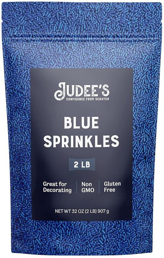 Judee's Gluten Free Blue Sprinkles - Nut-Free Bulk Blue Sprinkles - Ice Cream Topping & Cupcake Decorations - 2 lb