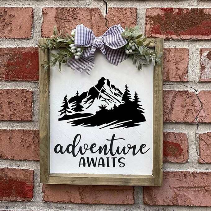 Wood Burning Stencils for Crafts Reusable Forest Wildlife Stencils Mountain Scene Stencil for Painting on Wood Fabrics DIY Crafts