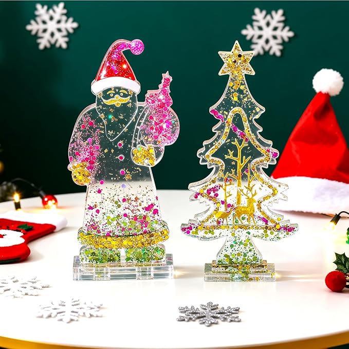 Resiners Christmas Resin Silicone Molds Set,3D Santa,Claus Snowman Christmas Tree DIY Decoration Mold,All-in-One Kit Perfect for Home & Office Desktop Ornaments,Handcrafted Art Displays