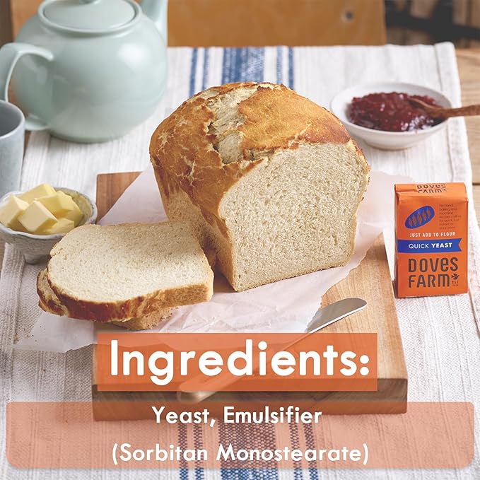 Doves Farm Quick Yeast | For Bread & Pizza Dough Baking | Useful for Home Hand Baking & Bread Machine | Highly Effective Instant Dry Yeast | 4.41 Oz (125gm)