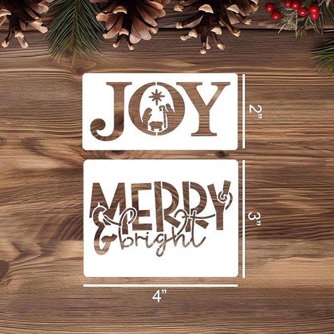 Christmas Stencils for Card Making 4” Reusable Christmas Stencil Xmas Holiday Stencils for Painting on Wood Crafts