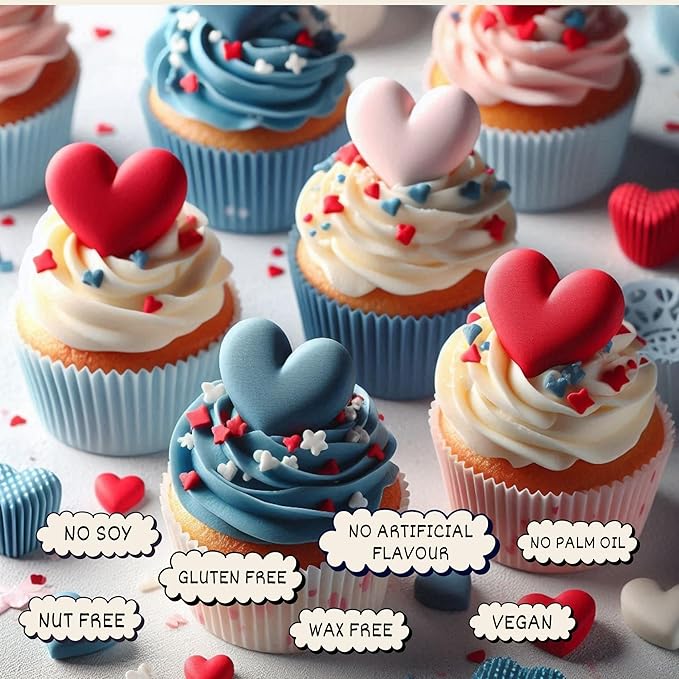 Confect Cake Mate Edible Sprinkles – Red, White, Navy blue & Silver Star, Pearl Dragees – Vegan Cake and Cupcake Decorating Toppings for Cookies & Ice Cream | Vegan, Gluten-Free, Soy-Free, Dairy-Free, Palm Oil-Free- 4.2 Oz