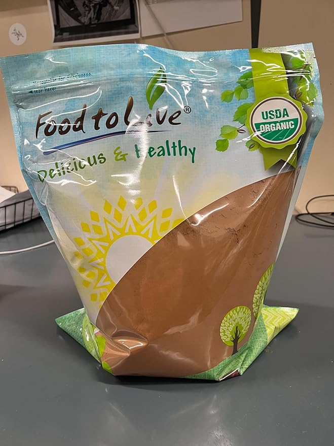 Food to Live Organic Cocoa Powder, 8 Pounds Natural, Unsweetened, Non-Dutched, Non-GMO, Kosher, Sirtfood, Bulk