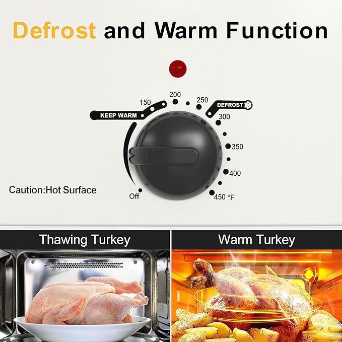 26QT Electric Roaster Oven, Electric Turkey Roaster with Viewing & Self-basting Lid, Stainless Steel Turkey Roaster Oven, White