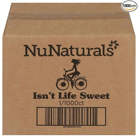 NuNaturals White Stevia Powder Packets, Single-Serve, Zero Calorie Sugar Substitute, 1000 count