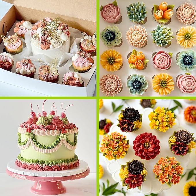 Suuker Piping Tips Set, 55 Pieces Cake Decorating Supplies Kits with 4 Large Icing Tips, 48 Standard Frosting Tips for Cake Decorating, Cupcakes with Storage Box