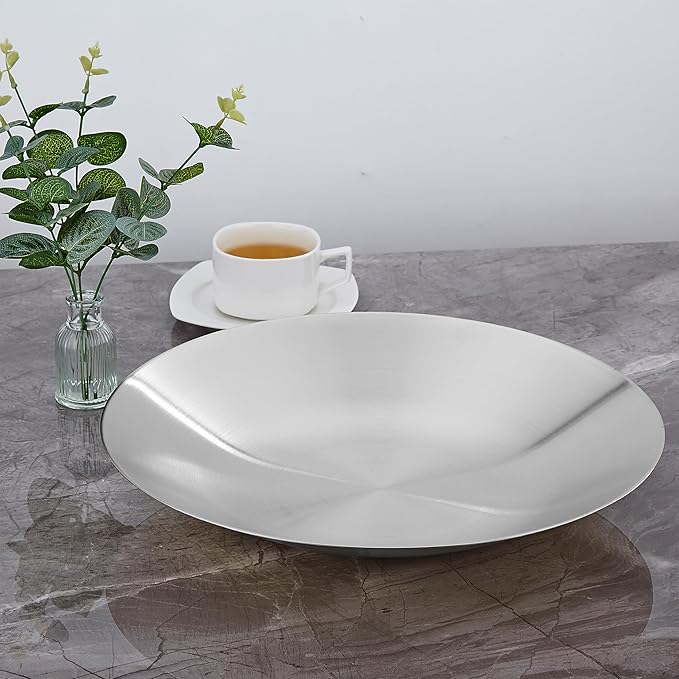 SANQIAHOME 18/8 Staniless Steel Large Serving Bowls,35cm/13.8 in,mixing-bowls pasta-bowls salad-bowls Silver