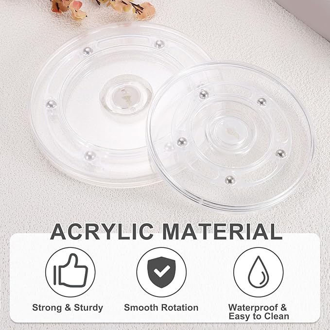 uxcell Acrylic Lazy Susan Turntable, 4.5 Inch Clear Turntable Organizer Ball Bearing 360 Degree Rotating Tray for Spice Rack Table Cake Kitchen Pantry Decorating Bathrooms