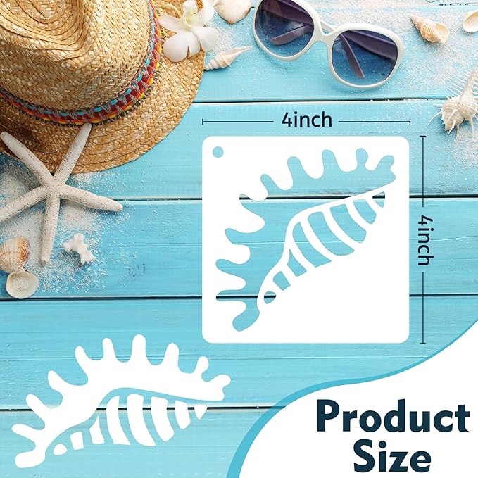 50 PCS Ocean Animal Painting Stencils Reusable Sea Stencils for Painting on Wood Rocks Canvas Fabric Glass Pottery 4x4 Inch