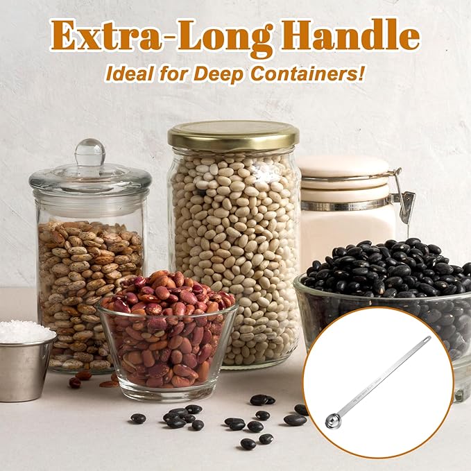2 PCS 1tsp Long Handle Measuring Spoons 1 Teaspoon Stainless Steel Measuring Spoon 5ml Long Handle Teaspoon Metal Measurings Spoons for Coffce, Tea, Cooking, Baking, Kitchen (Silver)