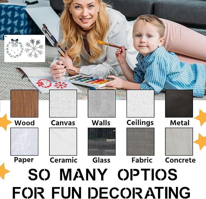 BAMIDELE Letter Stencils for Painting on Wood, 50 Pcs Calligraphy Alphabet Drawing Templates with Numbers, Signs, Flowers, Reusable Cursive Plastic Art Craft Stencils