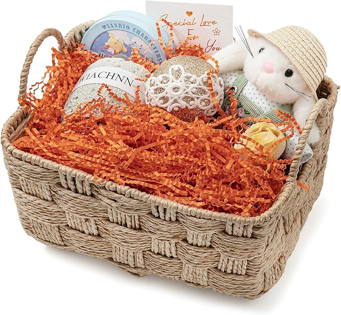 Mefleet 1 LB Crinkle Cut Paper Shred Filler Orange Crinkle Shredded Paper for Gift Box - Gift Basket Bag Filler - Grass Cushion Stuffing for Halloween Fall Christmas Holiday Packaging Wrapping