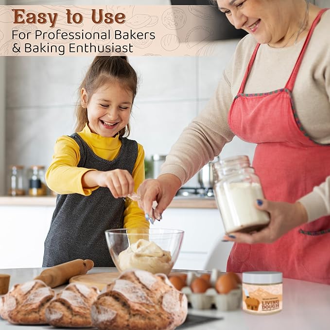 Living Dough - 75 Year Old Einkorn Wheat Flour Ancient Grain Sourdough Starter Culture - Active & Live Organic Sourdough Starter for Baking - For Artisanal Bread, Pizza Dough, Waffles & More