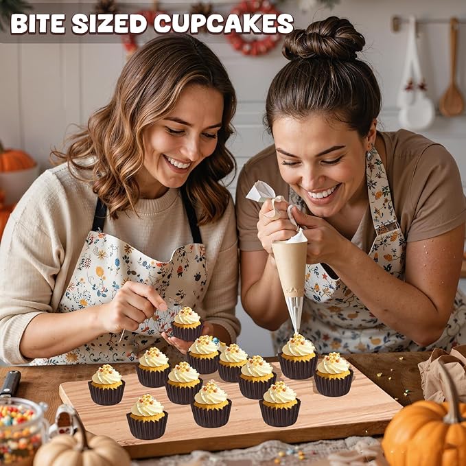 1000pcs Super Mini Cupcake Liners Small Muffin Liners 1inch Candy Paper Cups Cupcake Wrapper Baking Cups for Baby Shower Wedding Birthday Party Decor, Brown