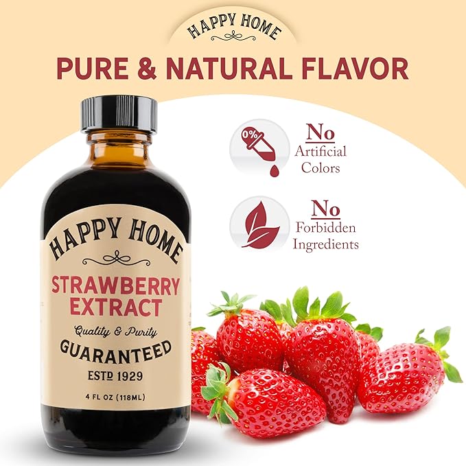 Happy Home Natural Strawberry Flavor - Certified Kosher, 4 oz.