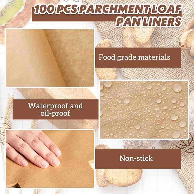 150 Pcs Loaf Pan Liners for Baking Bread Pan 8 x 4 Inch, Non-stick Disposable Greaseproof Baking Paper for Bread, Cakes, Toast