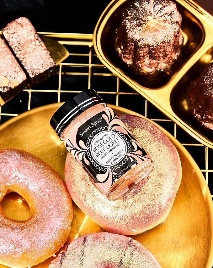 Sweet Spell Edible Glitter (15g) - Shimmer Sparkles for Drinks, Cakes, Cocktails - 100% Edible & Food Grade Glitter, Vegan, Gluten-Free (Rose Gold)