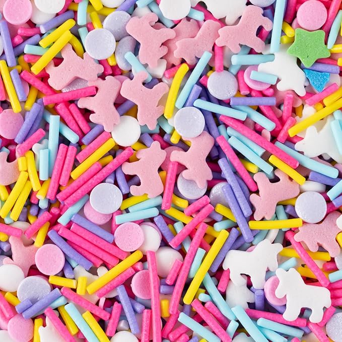 Unicorn Sprinkles for Cake Decorating 4.2 ounce Edible Pink Purple Blue Unicorn confetti Jimmies Sprinkles Mix Topper Cookie for Cupcakes Candy Cream Chocolate Birthday Princess Party