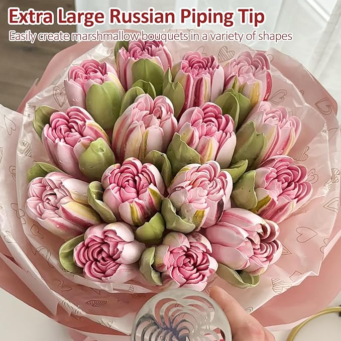 Extra Large Russian Piping Tips for Marshmallows Stainless Steel Flower Frosting Nozzles many styles Cake Decorating Baking tool for Buttercream, Cupcakes Cookies(SL57)