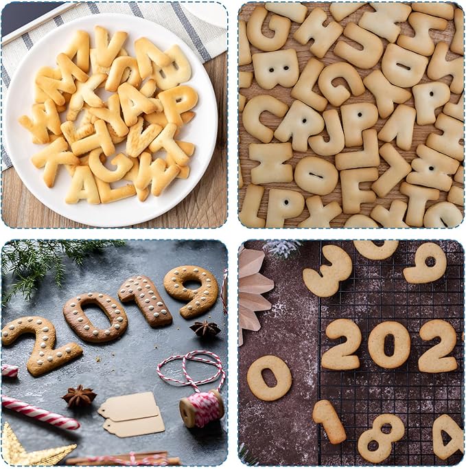 41PCS Alphabet playdough Cutter Set with Numbers Cutters, Mathematical Symbols, Colorful alphabet cookie cutters, Durable fondant letter cutter for Learning Letters, Number, Counting, and Crafting