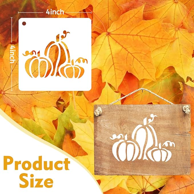50 PCS Fall Painting Stencils Reusable Fall Stencils for Painting on Wood Rocks Canvas Fabric Glass Pottery 4x4 Inch