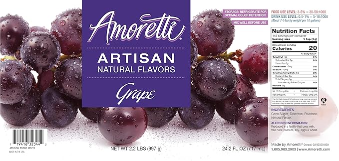 Amoretti - Natural Grape Artisan Flavor Paste, 2.2 lbs, Perfect For Ice Cream, Beverages, Cakes, and more, Preservative Free, Vegan, Gluten Free, No Artificial Sweeteners, Highly Concentrated
