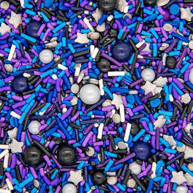 Galaxy Sprinkles for Cupcakes & Cakes | Silver Star Sprinkles for Cake Decorating | Made in USA Space Sprinkles | Perfect for Galaxy Birthday Decorations & Space Cake Decorations | Moon Sprinkles Mix