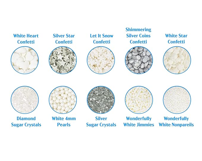 Mystic Sprinkles Christmas Holiday sprinkle Decorating Kits (Dreaming of a White Christmas in Silver Sprinkle Decorating Kit 7oz)