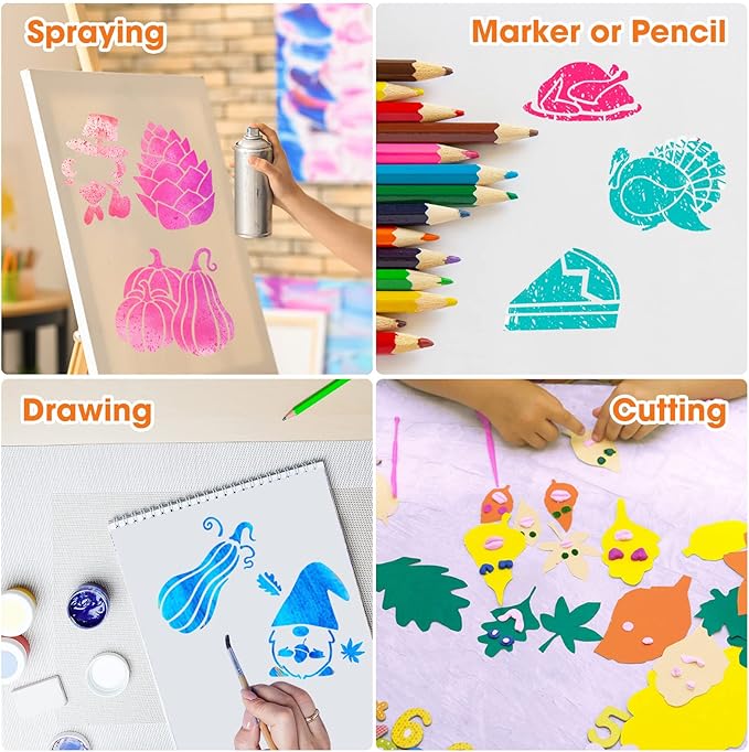 66 Pcs Small Stencils for Crafts Reusable 3 Inch Stencils for Painting on Wood DIY Craft Paint Template for Wall Home Decor Card Rock Canvas Drawing Holiday Ornament(Pumpkin Style)