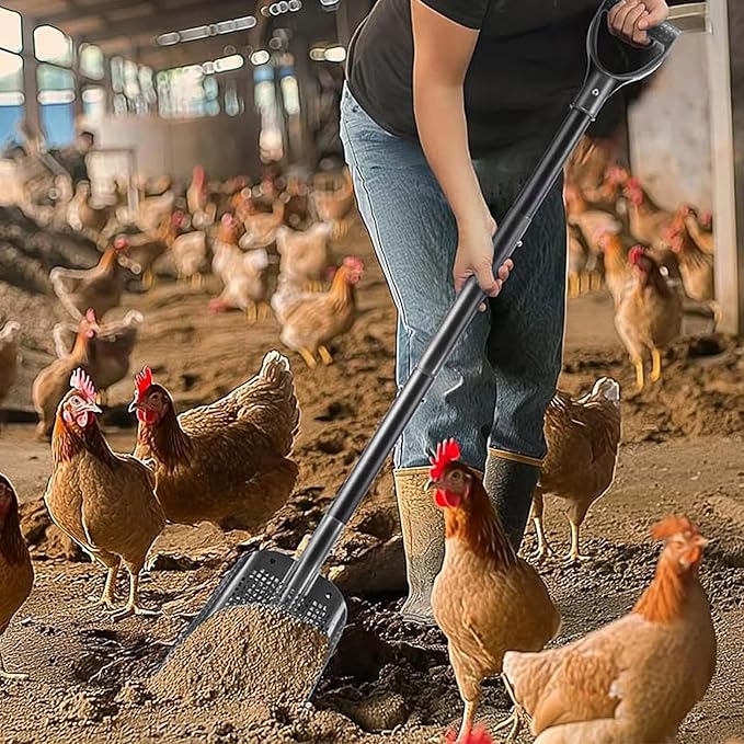 4-Section Adjustable Sand Sifter Shovel - 47.7" Aluminum Beach & Farm Sieve Tool for Treasure Hunting, Chicken Coop Cleaning, Screening Gravel - Portable Modular Design with Carry Bag & Gloves