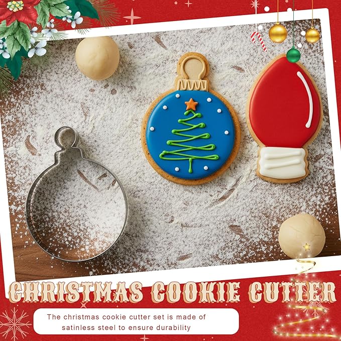 2 Pcs Large Cookie Cutters 8" Extra Large Ornaments Stainless Steel Giant Cookie Cutter for Holiday Baking