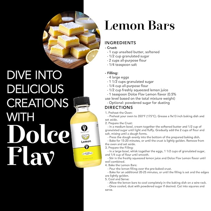 Dolce Flav Natural Lemon Extract – 1 Gallon Oil-Soluble Kosher, Sugar-Free, Concentrated Fresh Citrus Lemon Flavor for Baking, Chocolates & Desserts