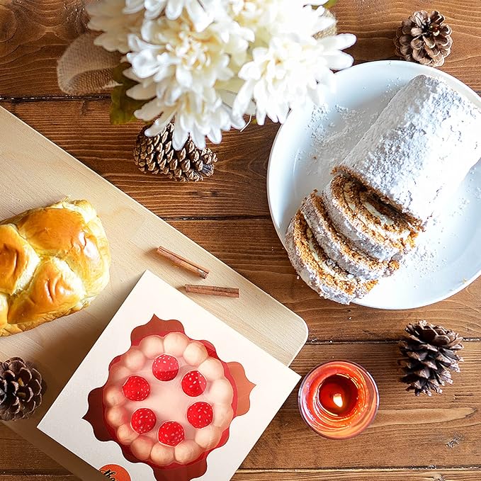 Eupako 6x6x3-Small-Cakes-Boxes - Bakery-Boxes-with-Window-White-Cookie-Boxes-Kraft-Treat-Boxes-Charcuterie-Box for Pastry, Cupcakes, Pie, Donuts