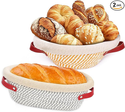 Banneton Bread Proofing Basket 10'' Oval & 9'' Round Sourdough Bread Basket Baking Supplies with Liners & Covers Gifts for Bakers Women Mom Wife