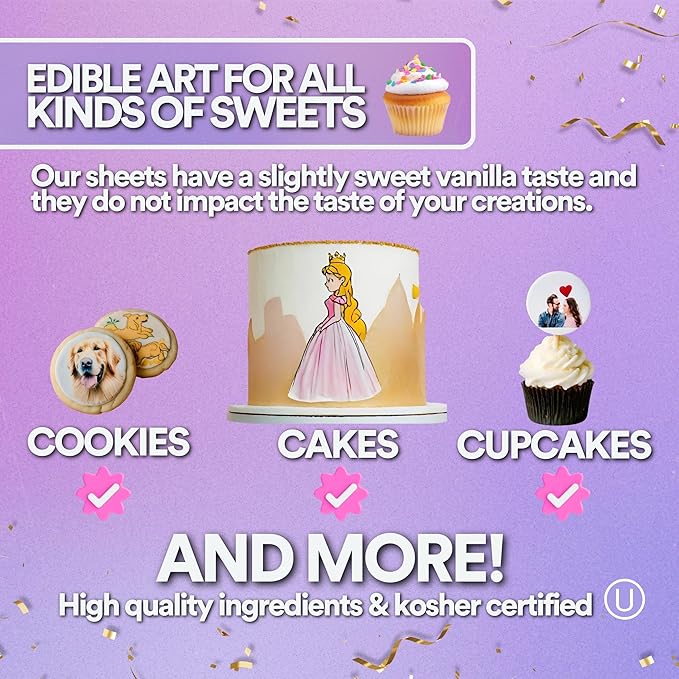 paper2eat Frosting Sheets Premium 8.5“ x 11“ - 3 Count - White Edible Icing Sheets - Kosher Certified