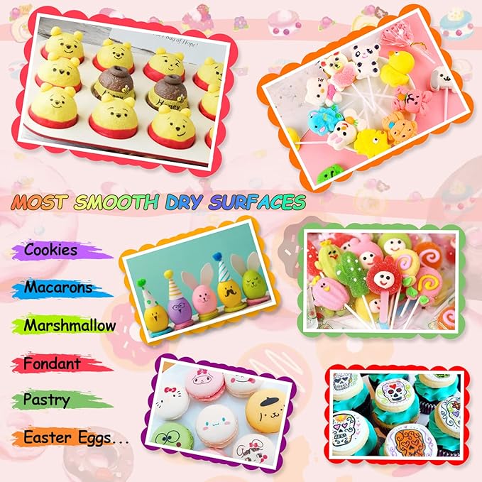 Food Coloring Pens, 12Pcs Double Sided Edible Food Coloring Markers with Fine and Thick Tip, Food Grade Gourmet Writers for DIY Cake Decorating, Cookies, Frosting, Fondant, Easter Eggs
