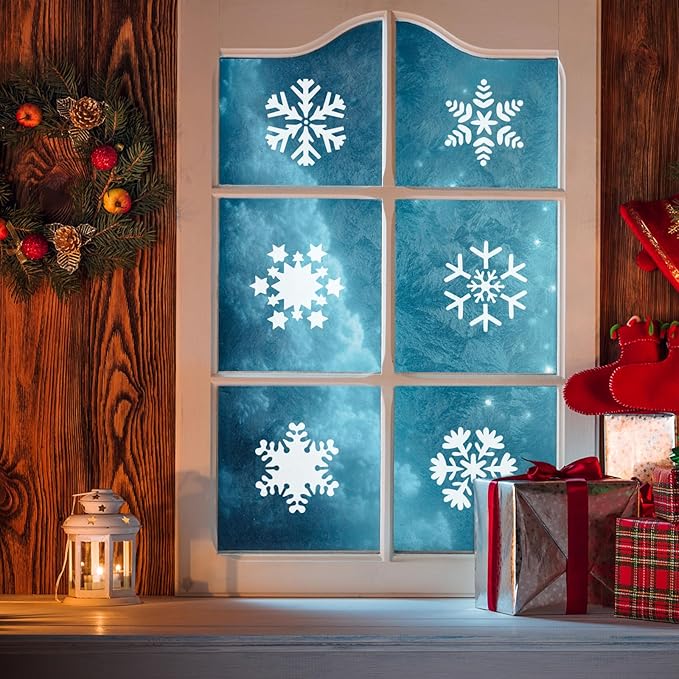 HOWAF 30-Piece Snowflake Christmas Stencils - 3x3 Inches Reusable Craft Stencils for Painting on Wood, Wall, Door, Fabric & More