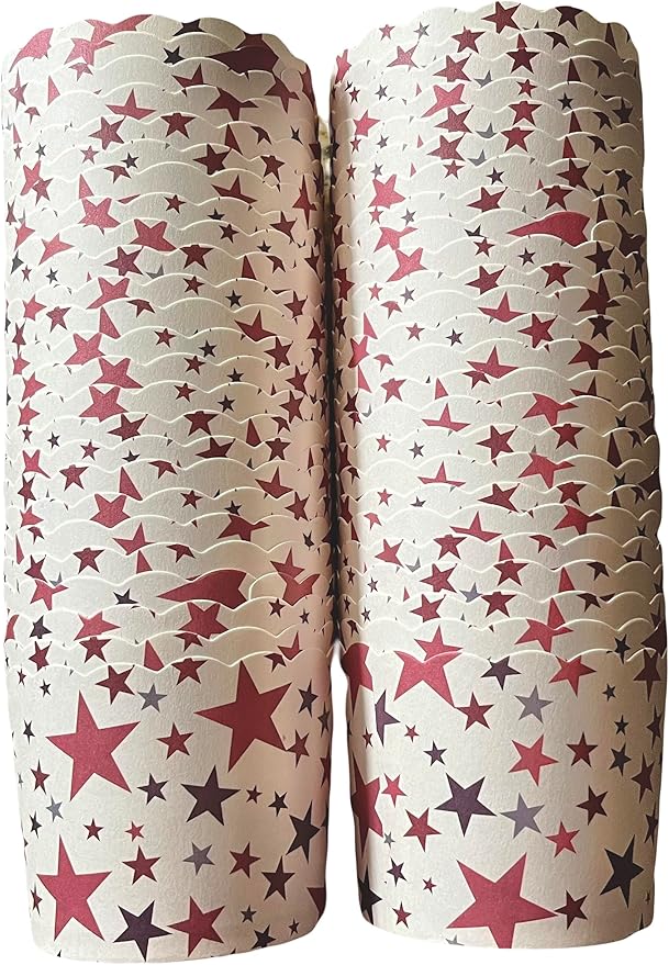 Paper Baking Cups, Greaseproof Disposable Cupcake Liners (Americana, Large Cups (50-Pack))
